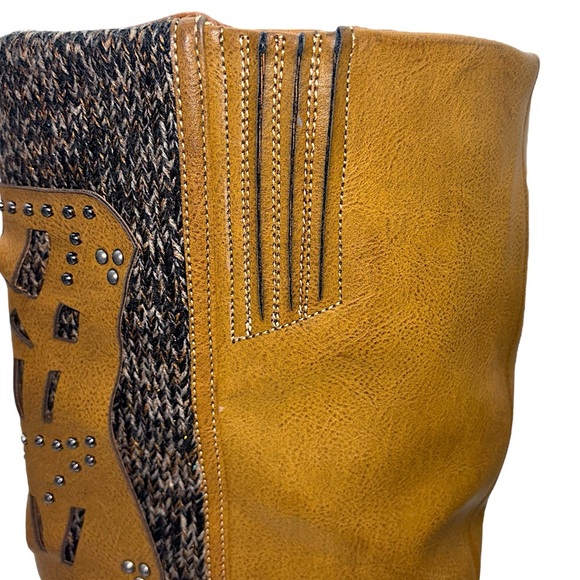 Muk Luks Tall Brown Knit Buckle Boots Boho Indie Cozy Fall Festival Size 10 - Picture 8 of 14